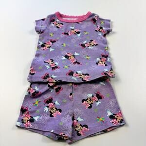 Disney Minnie Mouse Toddler Girls Summer Sleep Set Purple Pink Flowers Size 12M